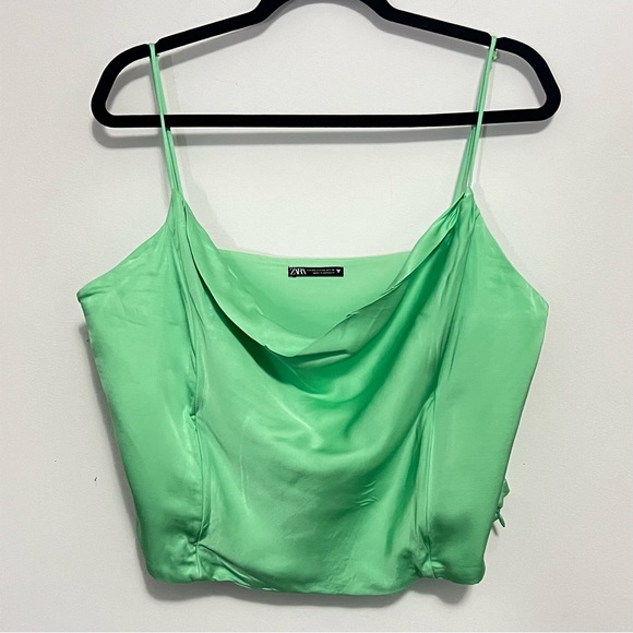 Zara Satin Silk Cowl Neck Corset Tank Camisole Crop Top. - Picture 2 of 7